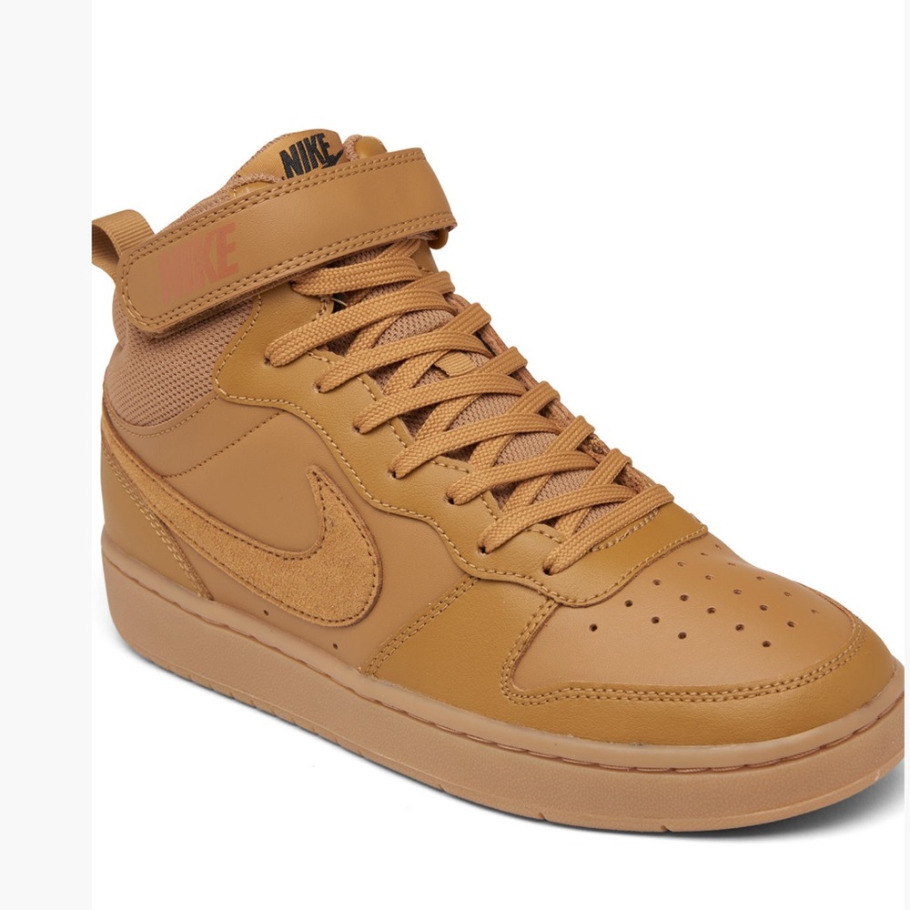 Nike Big Boys Court Borough Mid 2 Tan Casual Sneakers Size 5.5
